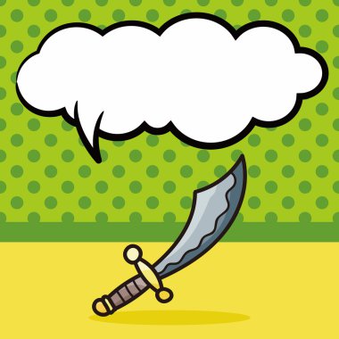 kılıç doodle, konuşma balonu vektör çizim