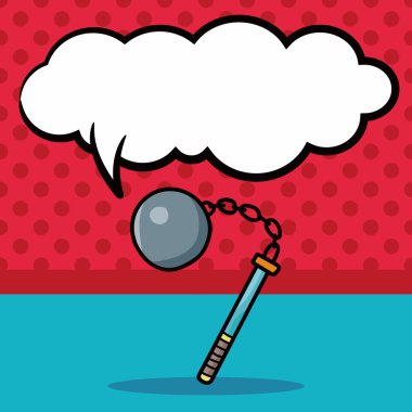 silah çekiç doodle, konuşma balonu vektör çizim