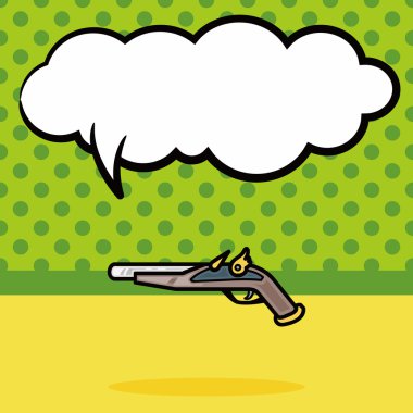 silah doodle, konuşma balonu vektör çizim