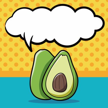 meyveler avokado doodle, konuşma balonu vektör çizim