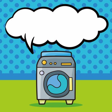çamaşır makinesi doodle, konuşma balonu vektör çizim