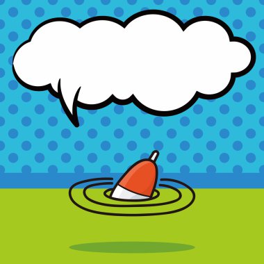 Balıkçılık yem doodle, konuşma balonu vektör çizim