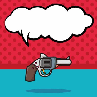 silah doodle, konuşma balonu vektör çizim