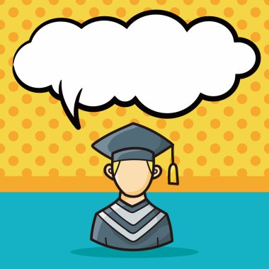 kariyer karakter doodle, konuşma balonu vektör çizim