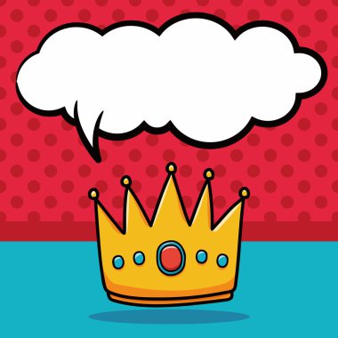 taç doodle, konuşma balonu vektör çizim