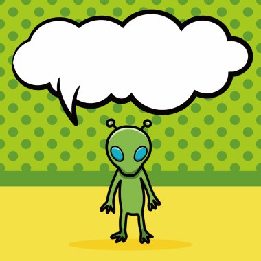 uzaylı doodle, konuşma balonu vektör çizim