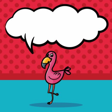 hayvan vinç doodle, konuşma balonu vektör çizim