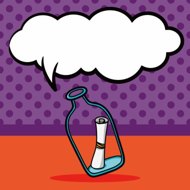 İletide bir şişe doodle, konuşma balonu vektör çizim