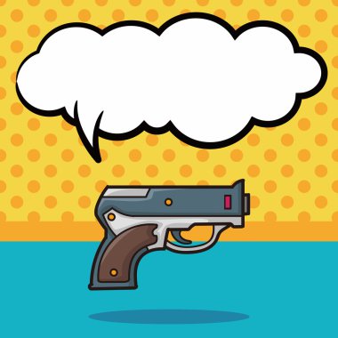 silah doodle, konuşma balonu vektör çizim