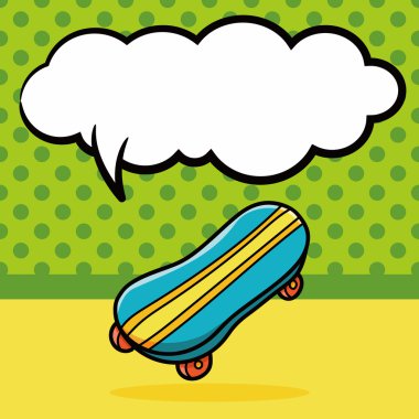 Kaykay doodle, konuşma balonu vektör çizim