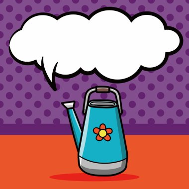 Sulama kova doodle, konuşma balonu vektör çizim