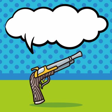 silah doodle, konuşma balonu vektör çizim