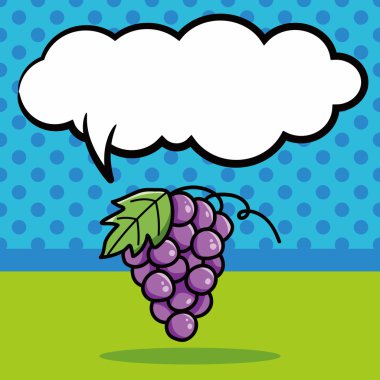 meyve üzüm doodle, konuşma balonu vektör çizim