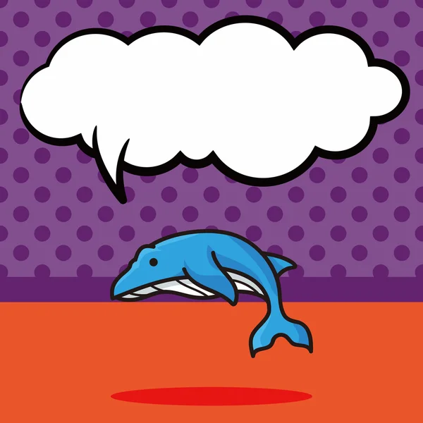 Garabato de ballena animal de mar, ilustración vector de burbuja de habla — Vector de stock