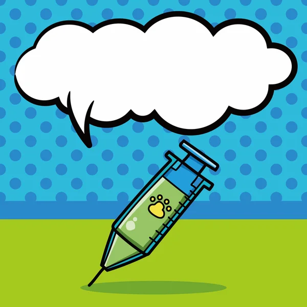 Syringes doodle, speech bubble vector illustration — Stock Vector