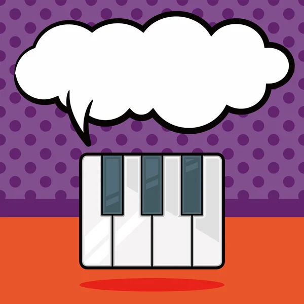 Musikinstrument Piano Doodle, Sprachblasenvektorillustration — Stockvektor