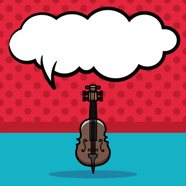 Musikinstrument Geige Doodle, Sprachblasenvektorillustration — Stockvektor