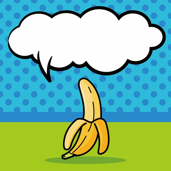 Owoce banan doodle, mowy bąbelek ilustracja wektorowa — Wektor stockowy