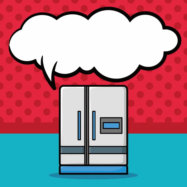 Garabato refrigerador, habla burbuja vector ilustración — Vector de stock