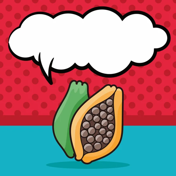 Παπάγια φρούτα doodle, εικονογράφηση φορέας φούσκα ομιλία — Διανυσματικό Αρχείο