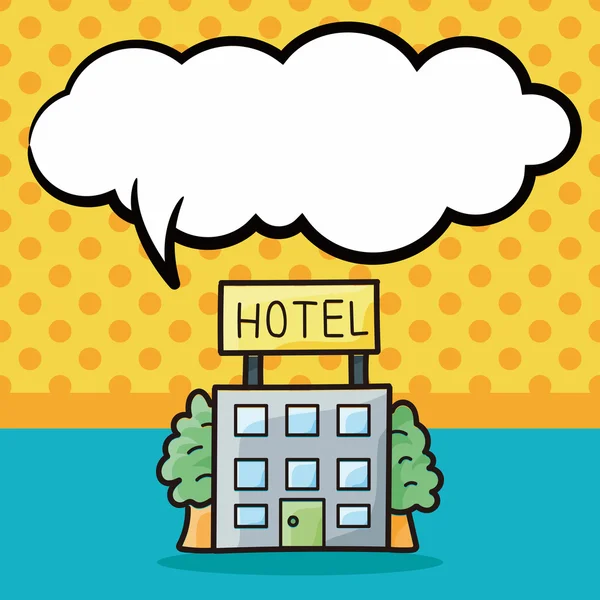 Ξενοδοχείο doodle, εικονογράφηση φορέας φούσκα ομιλία — Διανυσματικό Αρχείο