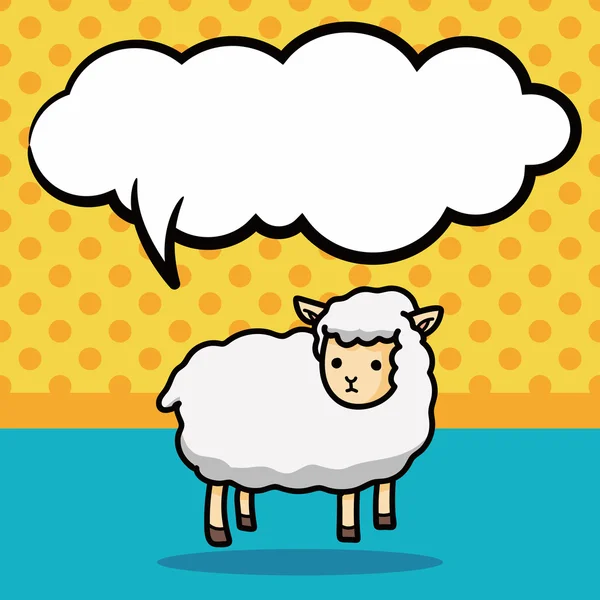 Doodle de ovelhas, ilustração do vetor da bolha da fala —  Vetores de Stock
