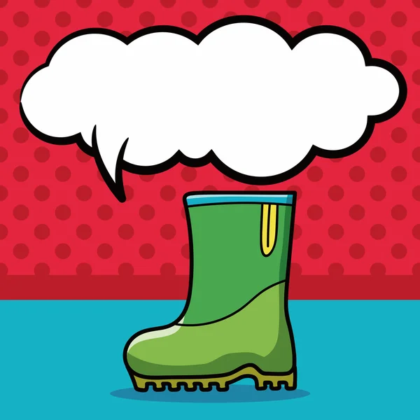 Rain boots doodle, speech bubble vector illustration — Stock Vector