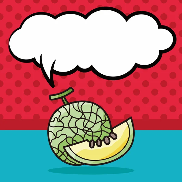 Frutas melón garabato, discurso burbuja vector ilustración vector ilustración — Vector de stock