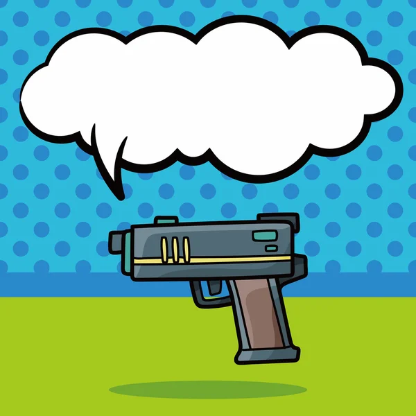 Pistolet doodle, mowy Bańka wektor wektor ilustracja — Wektor stockowy