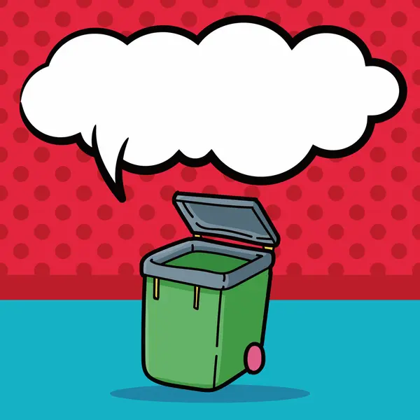 Recyklingu śmieci doodle, mowy bąbelek ilustracja wektorowa — Wektor stockowy
