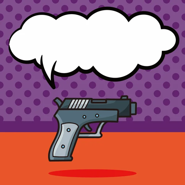 Gun doodle, speech bubble vector illustration — Stock Vector