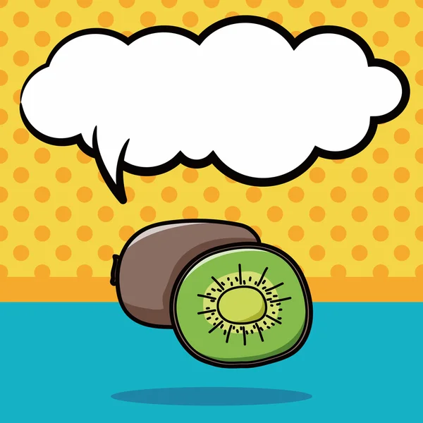 Fruit kiwi doodle, toespraak bubble vectorillustratie — Stockvector