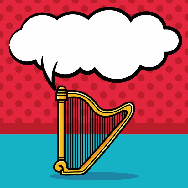 Μουσικό όργανο άρπα doodle, εικονογράφηση φορέας φούσκα ομιλία — Διανυσματικό Αρχείο