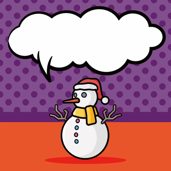 Snowman doodle, speech bubble vector illustration — Stock Vector