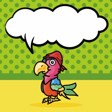 Papağan doodle, konuşma balonu vektör çizim