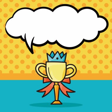 Kupa doodle, konuşma balonu vektör çizim