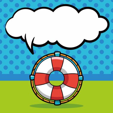 Lifebuoy doodle, konuşma balonu vektör çizim