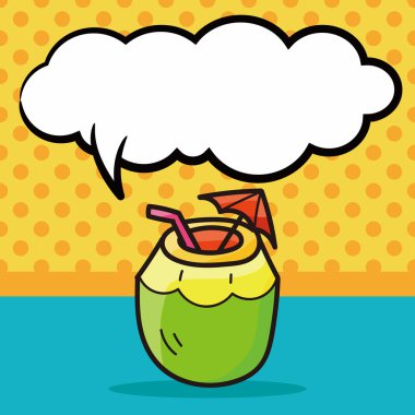 Hindistan cevizi suyu renk doodle, konuşma balonu vektör çizim