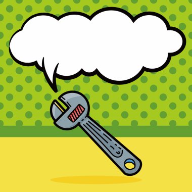 İngiliz anahtarı renk doodle, konuşma balonu vektör çizim