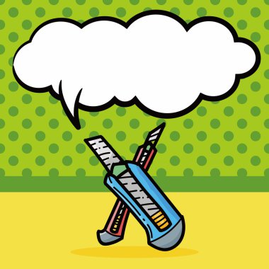 yardımcı programı bıçak renk doodle, konuşma balonu vektör çizim