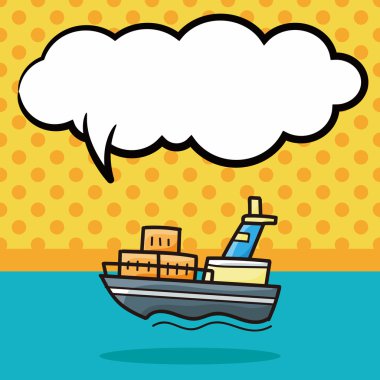 tekne doodle, konuşma balonu vektör çizim