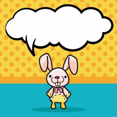 Bebeği tavşan doodle, konuşma balonu vektör çizim