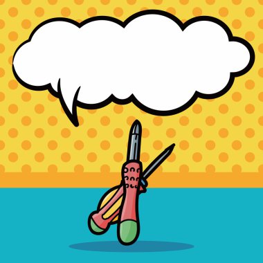 Tornavidalar renk doodle, konuşma balonu vektör çizim
