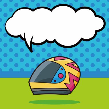 kask doodle, konuşma balonu vektör çizim