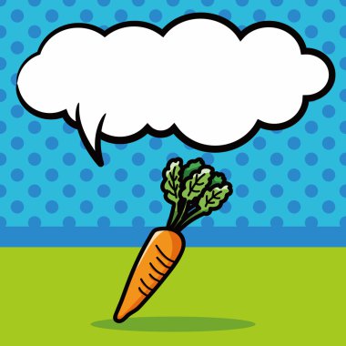 sebze havuç renk doodle, konuşma balonu vektör çizim