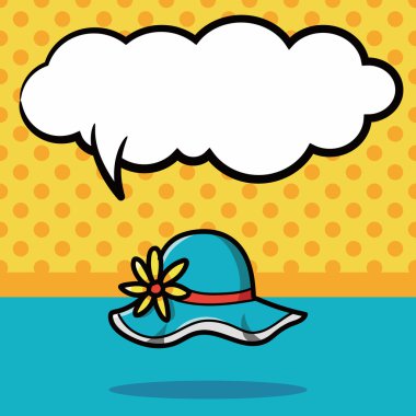 Güneş şapkası renk doodle, konuşma balonu vektör çizim