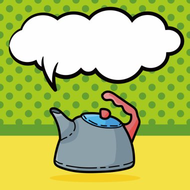 çay potu renk doodle, konuşma balonu vektör çizim