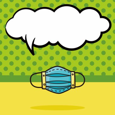 tıbbi maskesi renk doodle, konuşma balonu vektör çizim