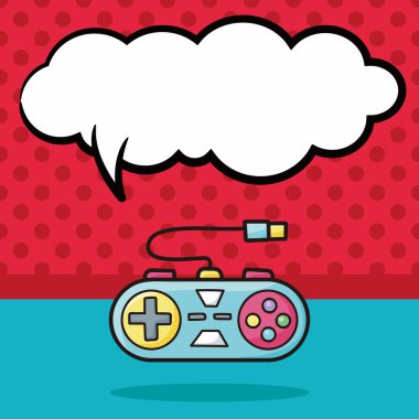 oyun kumandası doodle, konuşma balonu vektör çizim