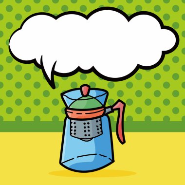 kahve su ısıtıcısı maker renk doodle, konuşma balonu vektör çizim